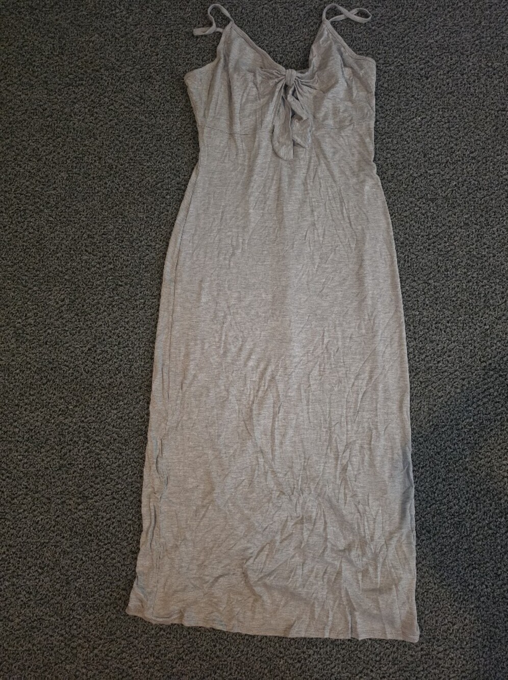 Rebel Sugar Light Gray Tie-Front Maxi Dress